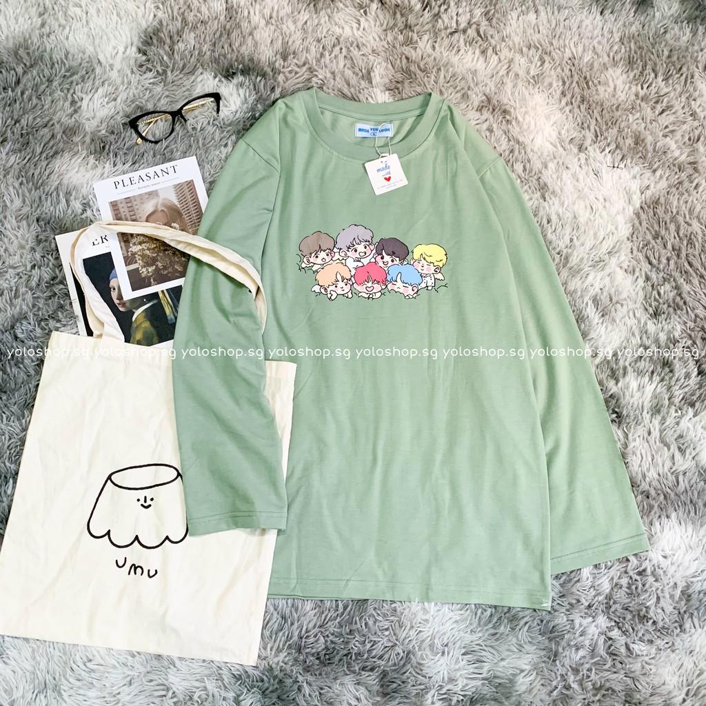 Áo Thun Tay Dài Unisex Form Rộng BTS Thu Đông