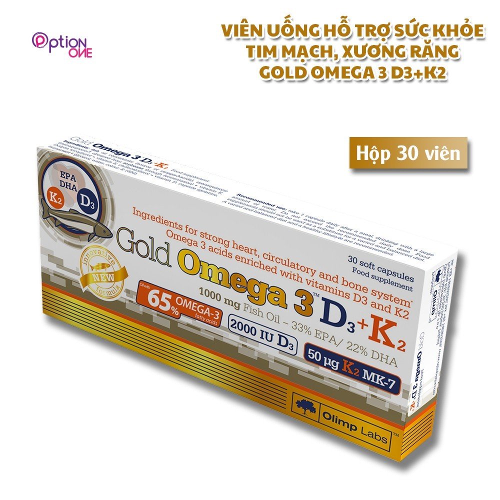 Viên uống hỗ trợ Sức khỏe tim mạch, Xương răng chắc khỏe - Gold Omega3 D3 + K2 Olimp Labs