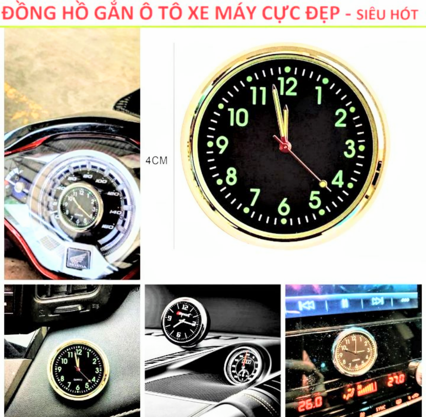 ĐẲNG CẤP VỚI ĐỒNG HỒ BÁO GIỜ GẮN XE MÁY VÀ ÔTÔ XE HƠI CỰC CHẤT LOẠI TỐT