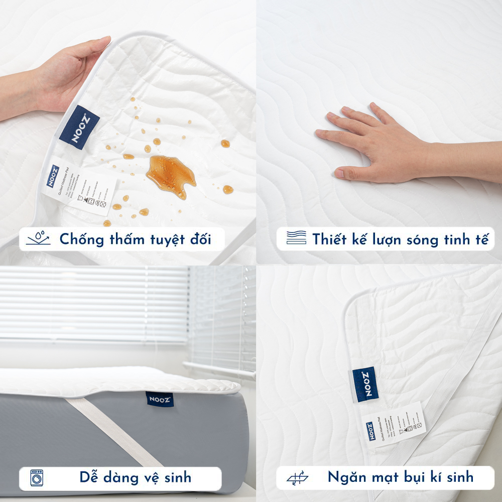 Tấm Lót Bảo Vệ Nệm (Mattress Protector) NOOZ Home Goods Chống Thấm Tuyệt Đối Bề Mặt Kháng Khuẩn Không Gây Kích Ứng Da