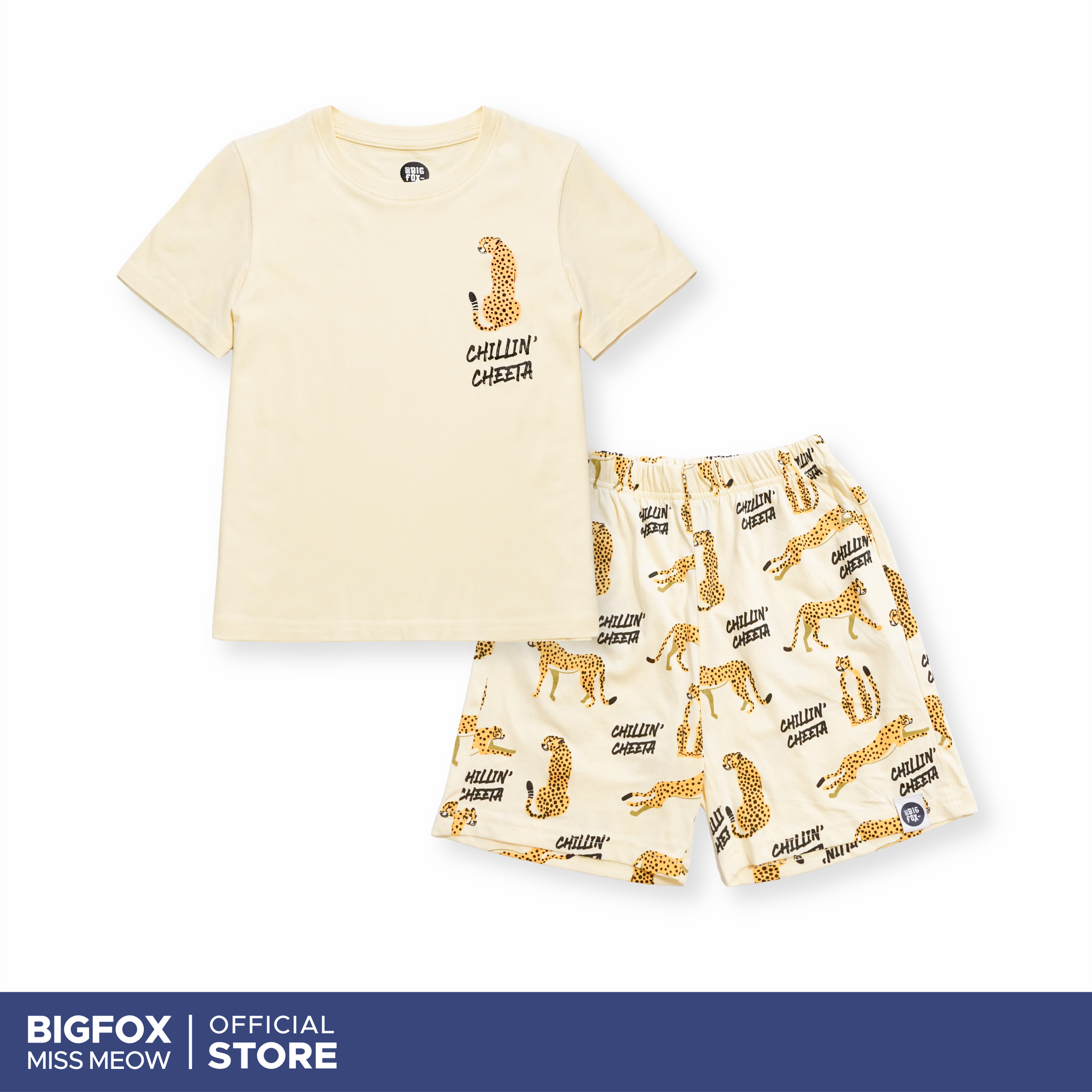 Bộ bé trai ngắn tay Bigfox Miss Meow size đại vải cotton mặc nhà mùa hè cho trẻ em nam 3-11 tuổi