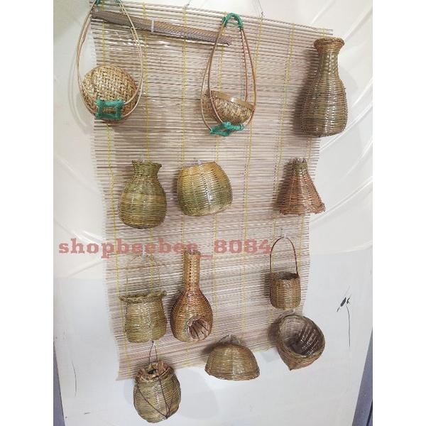 Combo vật dụng dân gian, đồng quê mây tre đan quang gánh trang trí