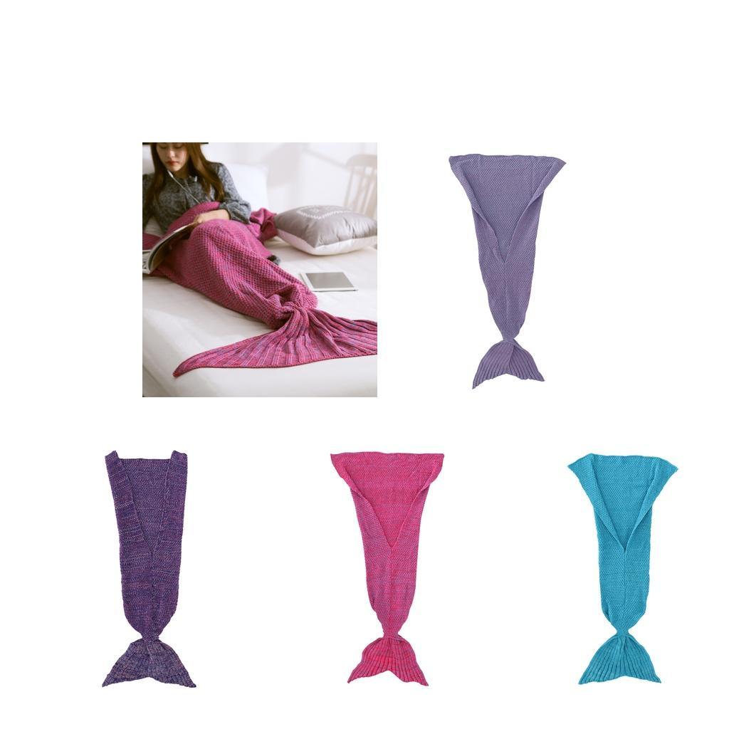 Kids Mermaid Tail Blanket Knitted Sleeping Handmade Blanket Bag