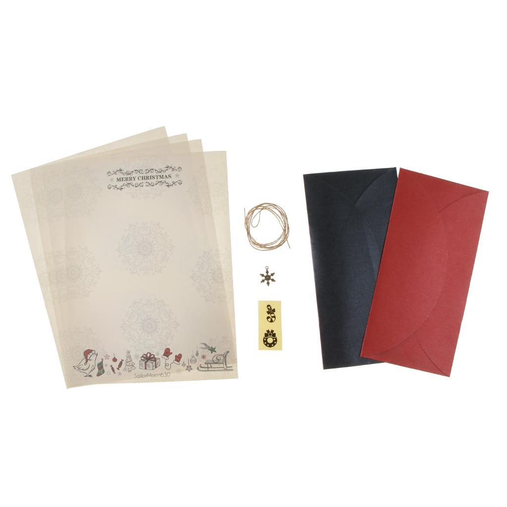 Novelty Christmas Letters Paper with Envelope Self Sealing Sticker Snowflake Shape Pendant