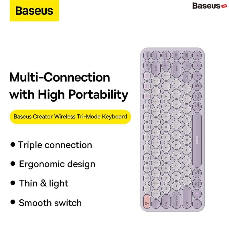 Bàn phím không dây Baseus K01A Wireless Tri-Mode Keyboard B00955503413-00- Hàng chính hãng