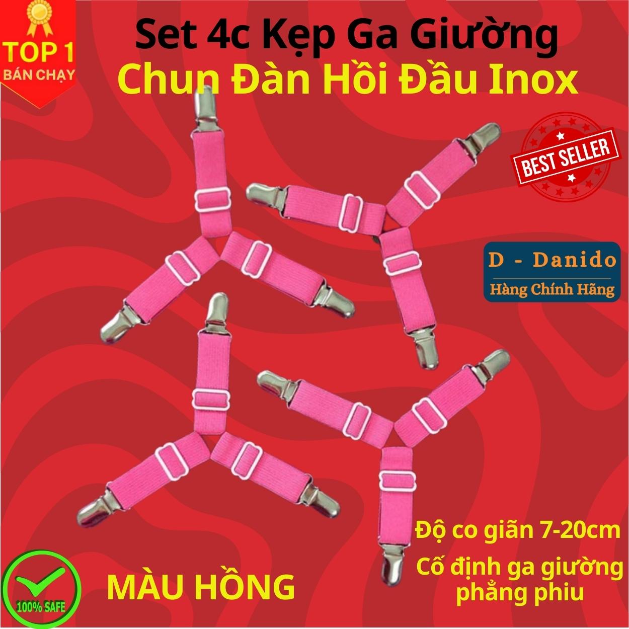 Kẹp ga trải giường chống xê dịch - Nẹp 4 góc cố định và giữ phẳng drap ga phủ giường D Danido (Giao mầu ngẫu nhiên)