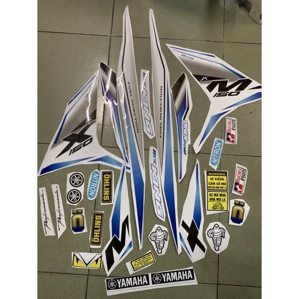 Tem exciter 150 MX king trắng xanh