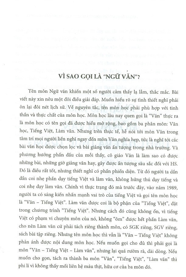 Môn Ngữ Văn Và Dạy Học Ngữ Văn Trong Trường Phổ Thông