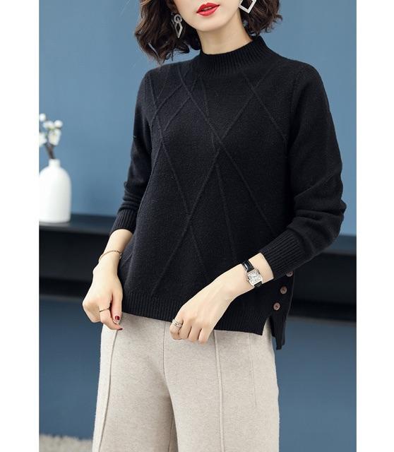 MS085 Áo len cao cổ xẻ tà siêu mềm