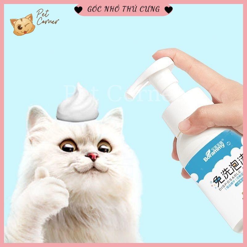 Sữa tắm khô cho chó mèo Borammy dạng bọt giúp khử mùi, diệt khuẩn và dưỡng lông