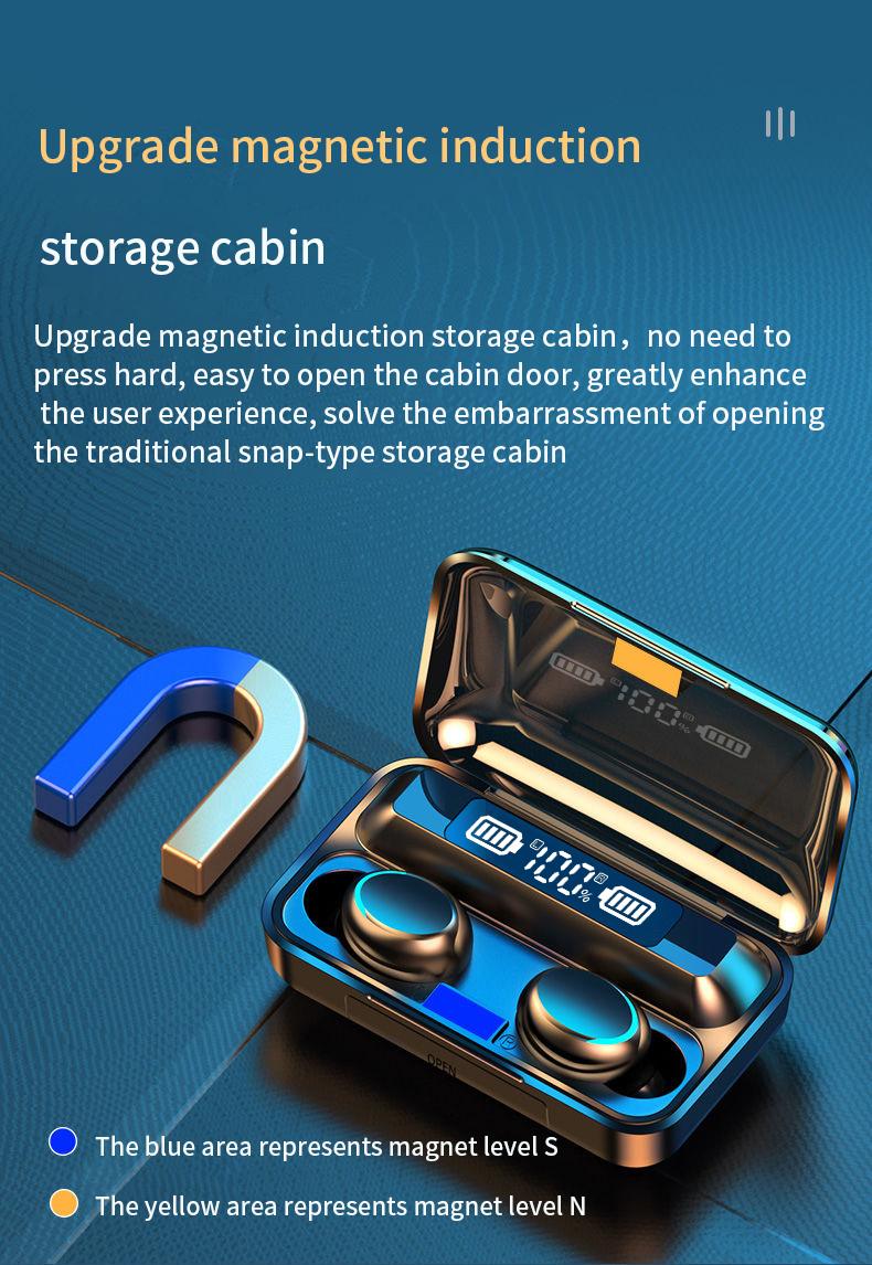 Oringinal F9-V5.0 Bluetooth 5.0 TWS Vân Tay Cảm Ứng Tai Nghe HiFI Stereo-Tai Tai Nghe Nhét Tai Không Dây Tai Nghe Dành Cho Thể Thao