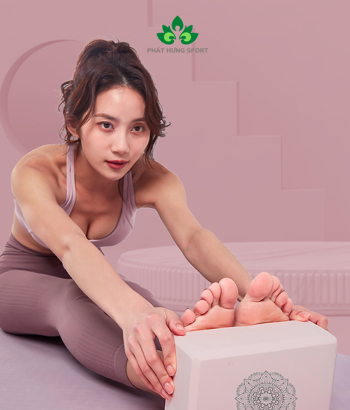 Combo 3 dụng cụ tập Yoga : 1 thảm 8mm 2 lớp TPE cao cấp êm ái + 2 gạch EVA in hoa văn Mandala sang trọng chống trơn