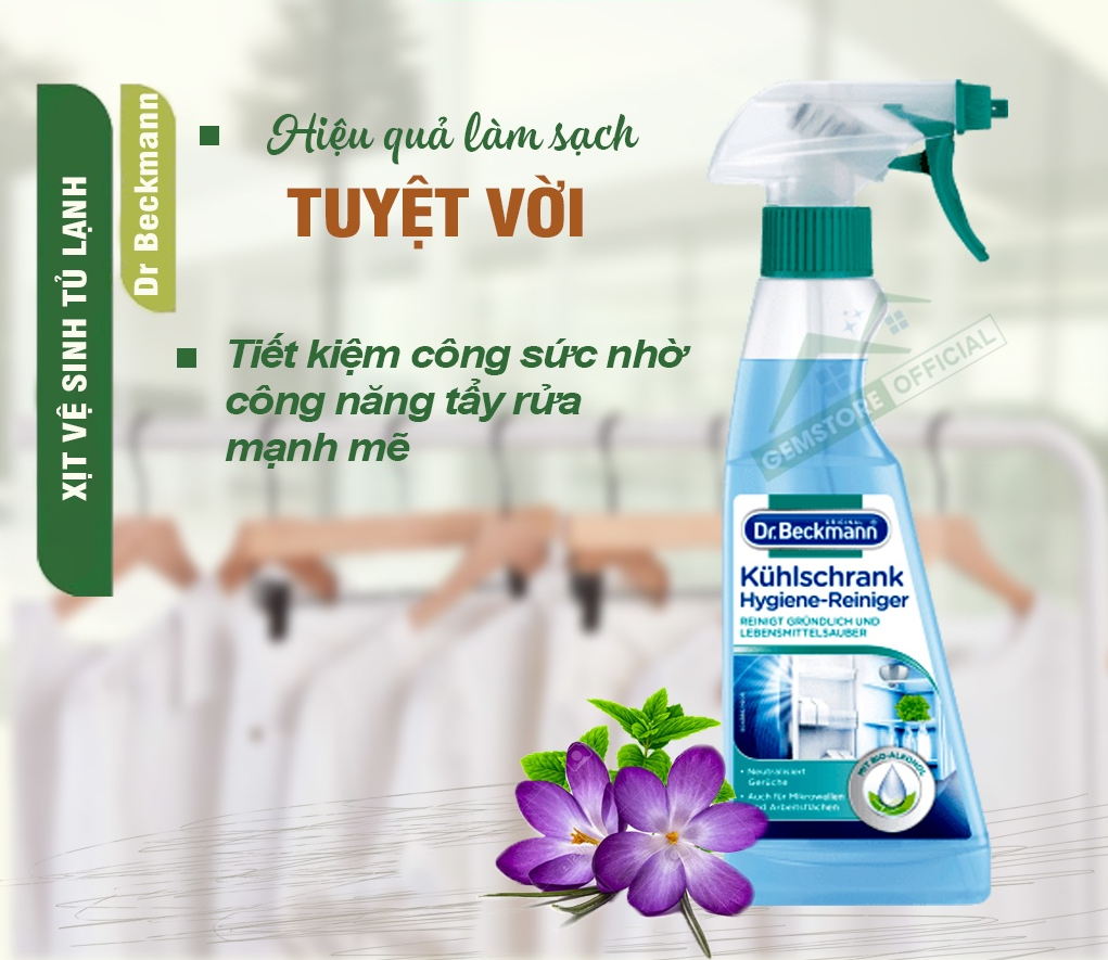 Dung Dịch Vệ Sinh Tủ Lạnh DR BECKMANN, Loại Bỏ Mùi Hôi Và 99% Vi Khuẩn, Dung Tích 250ml, Nhập Đức