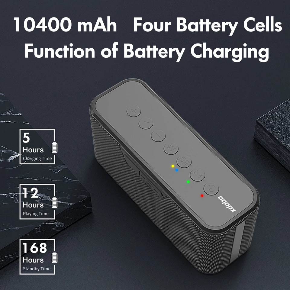 Loa Bluetooth5.0 TWS xdobo 80W, loa không dây âm thanh vòm 360HD &amp; âm Bass Stereo cực hay 10400mAh, tích hợp Mic, chống nước IPX5, loa di động cho các bữa tiệc - Hàng Chính Hãng