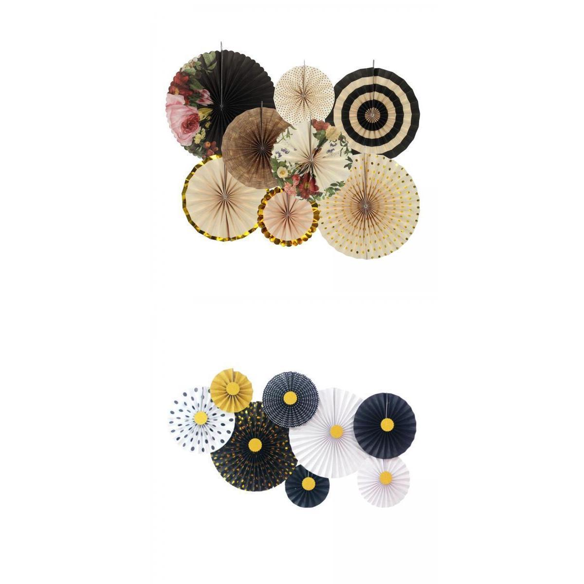 2 Set Mini Paper Fans Birthday Baby Shower Wedding Party Hanging Decor