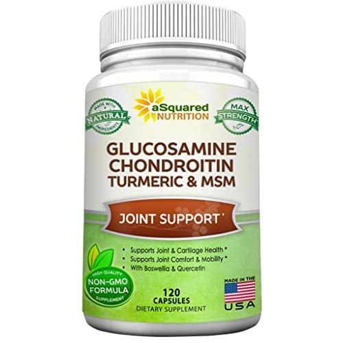 Glucosamine Chondroitin Turmeric MSM Boswellia - 120 Capsules - Joint Support Supplement - Joint Pain Relief Pills for Inflammation Health - Natural Anti-Inflammatory for Back, Knee & Hands