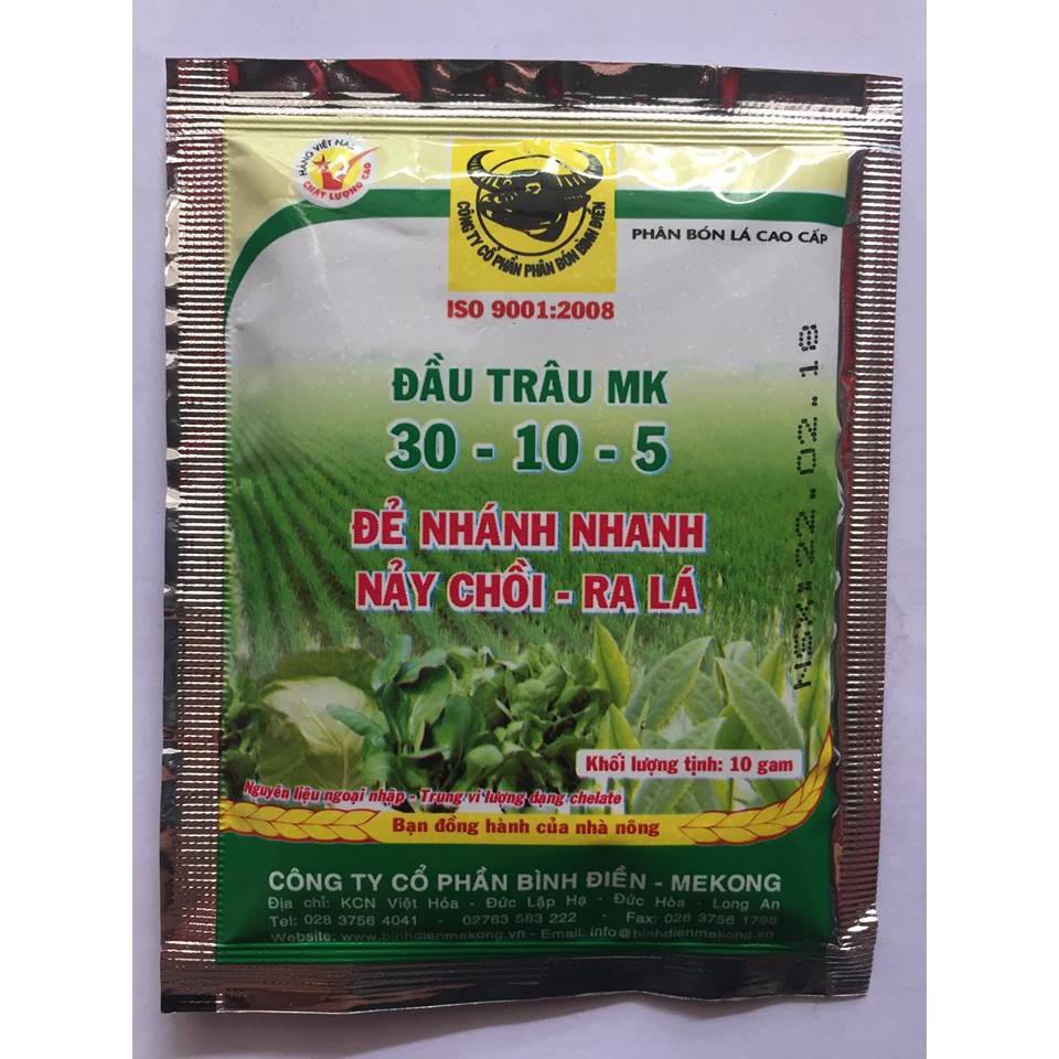 Phân bón lá cao cấp Đầu Trâu MK30-10-5 _Nảy chồi ra lá _10g
