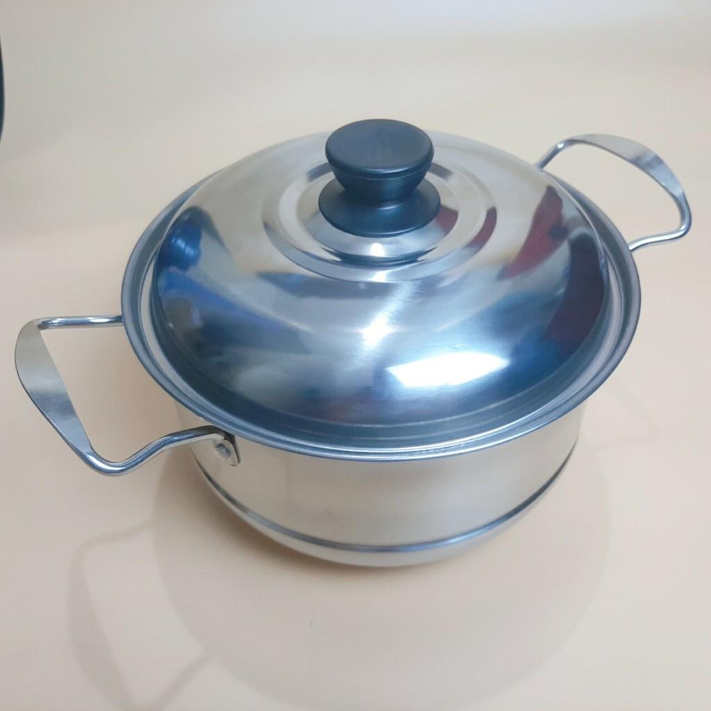 Nồi inox kèm xửng hấp tiện lợi thân cao có nắp đậy kín cao cấp