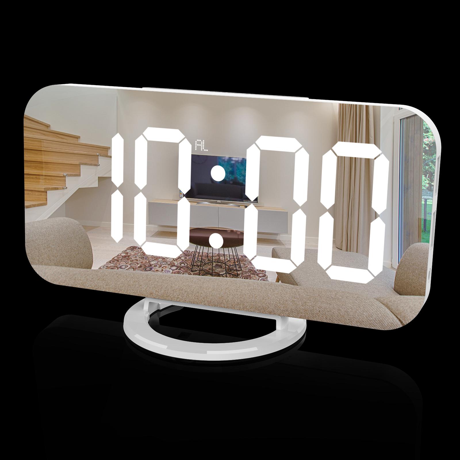 Đồng hồ LED báo thức kỹ thuật số USB có gương