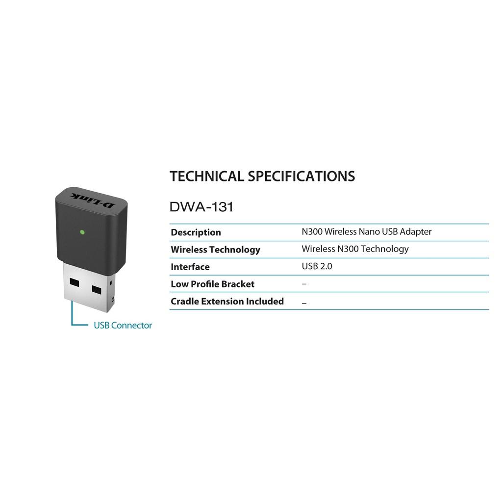 Đầu USB Wifi DWA-131 D-Link Chuẩn N 300Mbps