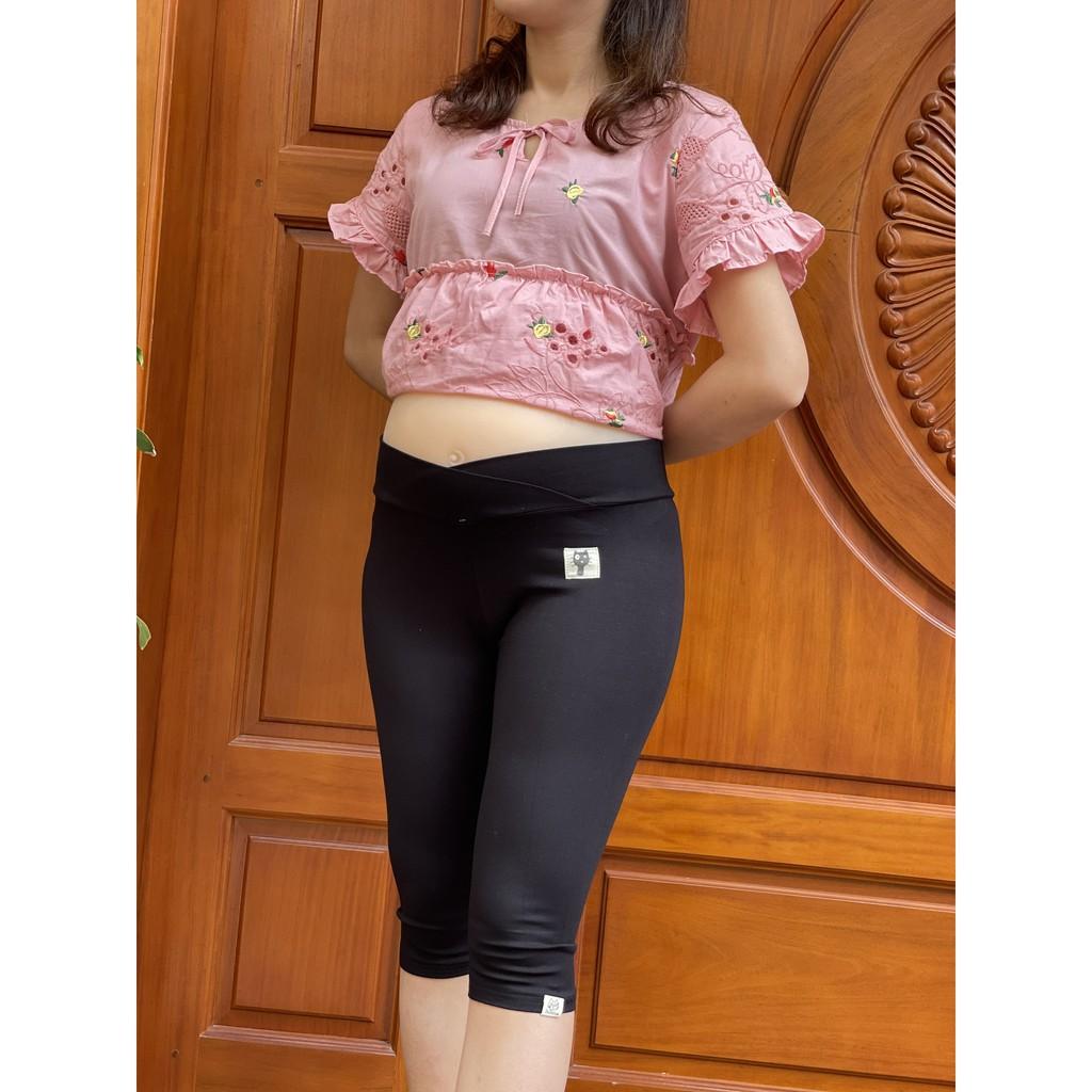 Quần bầu legging lửng cạp chéo mèo-quần bầu ngố đẹp