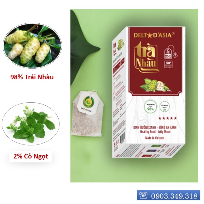 TRÀ NHÀU Hộp – Delta D'Asia Chữa huyết áp cao, nhức mỏi, đau lưng