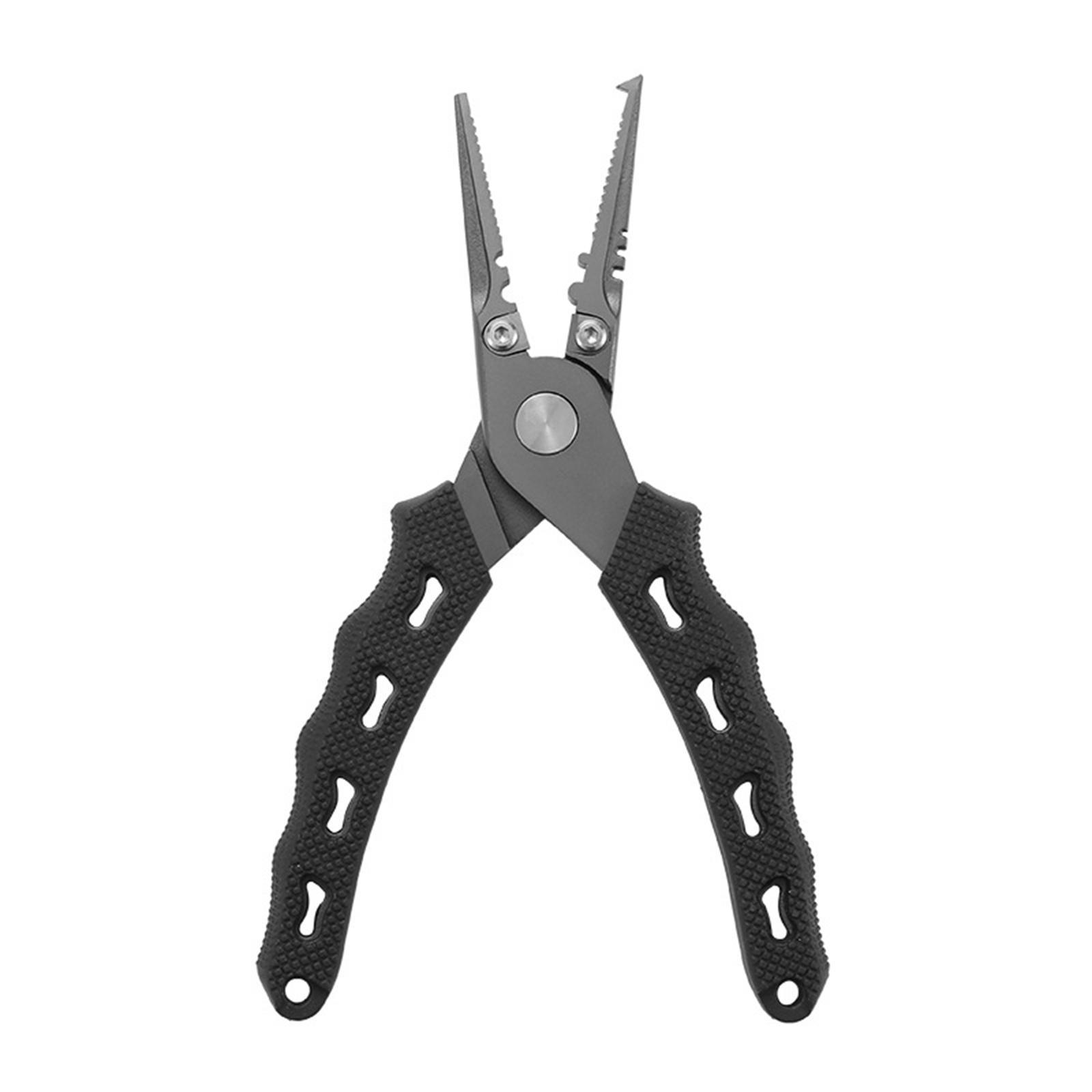 Fishing Pliers Saltwater with Sheath and Lanyard, Braid Cutters Split Ring Pliers Hook Remover Line Cutting Stainless Steel, Durable and Lightweight