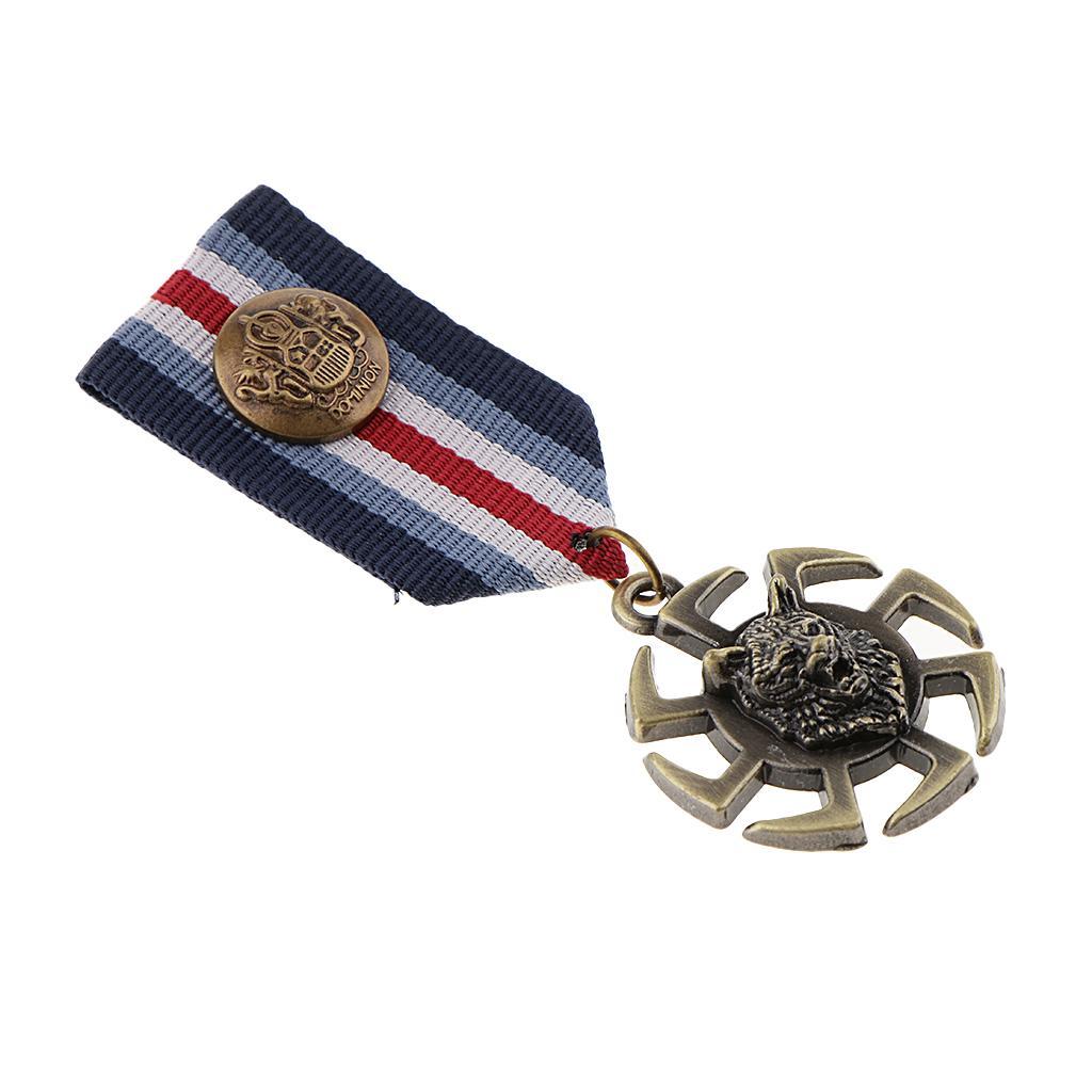 4Pack Vintage Style Geometric Pendant Medal Mens Uniform Badge Brooch Pin