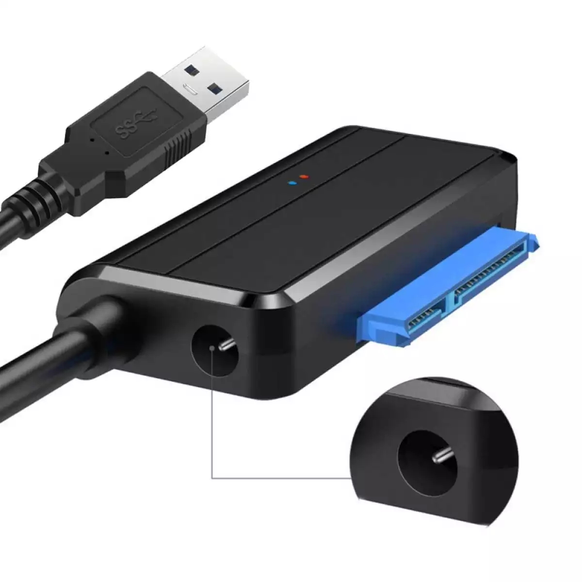 Bộ Chuyển Đổi Cáp Ổ Cứng USB SATA III Đen Có đèn báo tín hiệu tốc độ cao + Tặng kèm que chọc sim