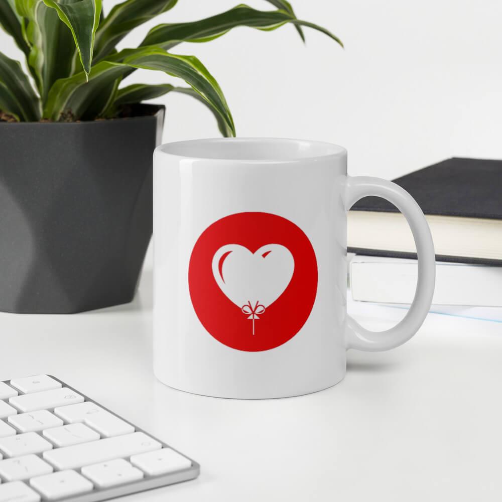 Cốc sứ hình bóng bóng trái tim Ngày Valentine