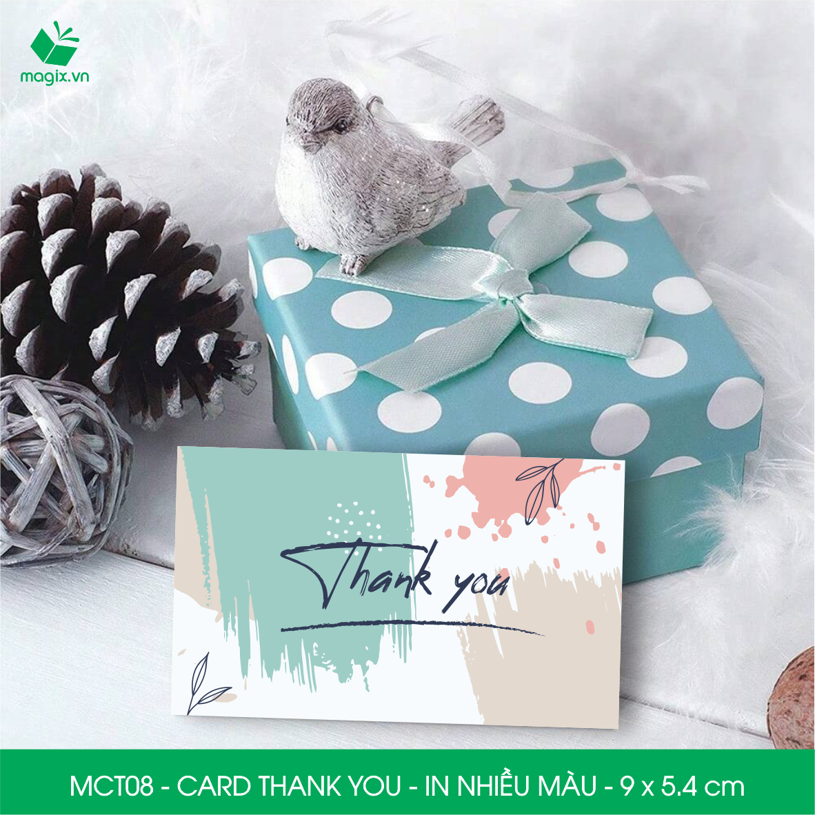MCT08 - 9x5.4 cm - 1000 Card Thank you, Thiệp cảm ơn khách hàng, card cám ơn cứng cáp sang trọng