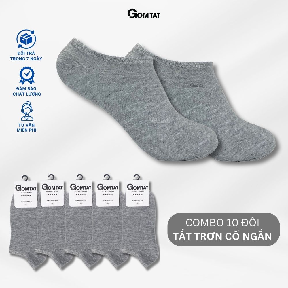 Combo 10 Đôi Tất Trơn Cổ Ngắn Nam Nữ VNXK Chuẩn Xuất Nhật , Vớ Cổ Ngắn Chất Liệu Cotton Thoáng Mát Khử Mùi - VOTRON-VNXK