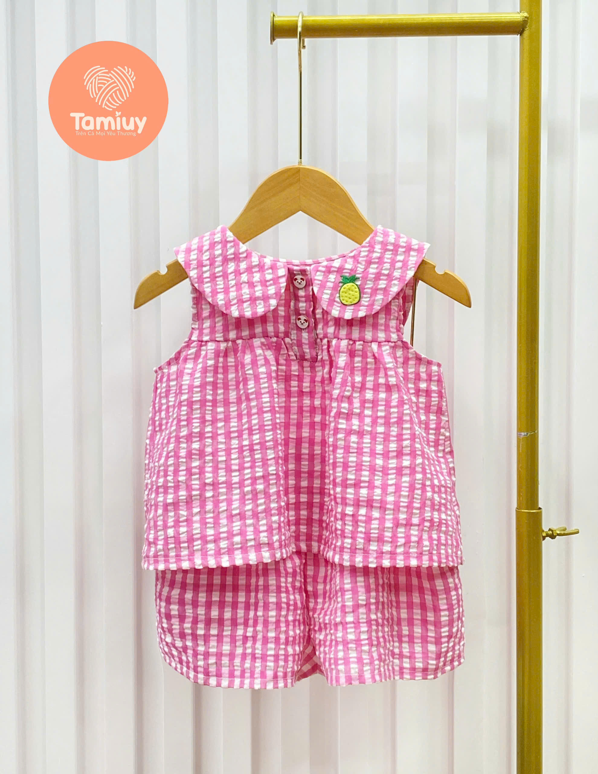 Bộ Caro Bé Gái  Tamiuy Phối Họa Tiết Vải Cotton Mềm Mại (10-38 kg)