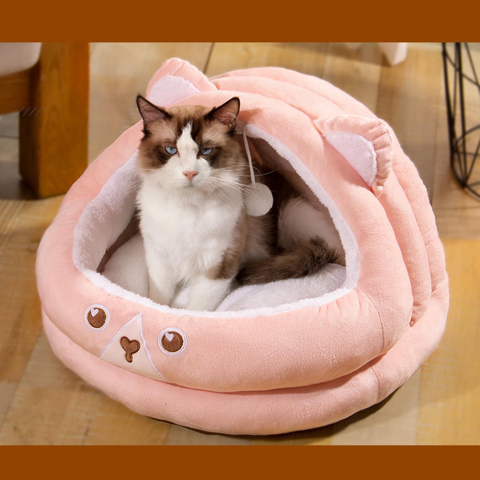 Bear Shaped Cat Bed Cave Indoor Indoor Cats Cozy Sleeping Calming Furniture Kennel Cat Bed Semi Enclosed Pet Cat Nest for Puppy Cats