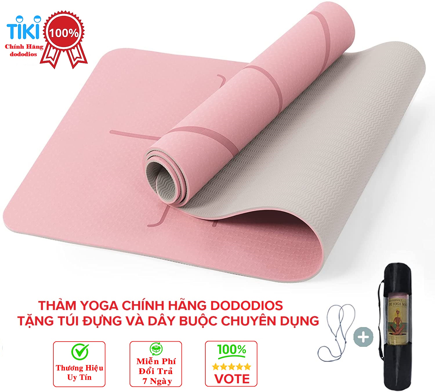 THẢM TẬP YOGA, GYM 2 LỚP CAO CẤP CHỐNG TRƯỢT + TÚI ĐỰNG THẢM TẬP YOGA + DÂY BUỘC CHUYÊN DỤNG - CHÍNH HÃNG DODODIOS