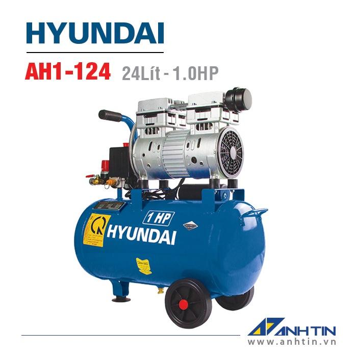 Máy nén khí không dầu HYUNDAI AH1-124 | Dung tích 24 Lít | Công suất 1.0HP | Lưu lượng 80 lít/phút