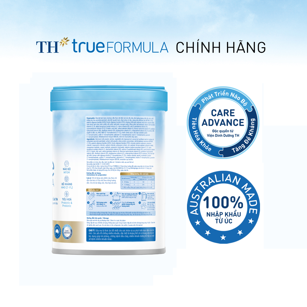 Hộp sản phẩm dinh dưỡng công thức cho trẻ từ 6 đến 12 tháng tuổi TH true FORMULA 2 800 g