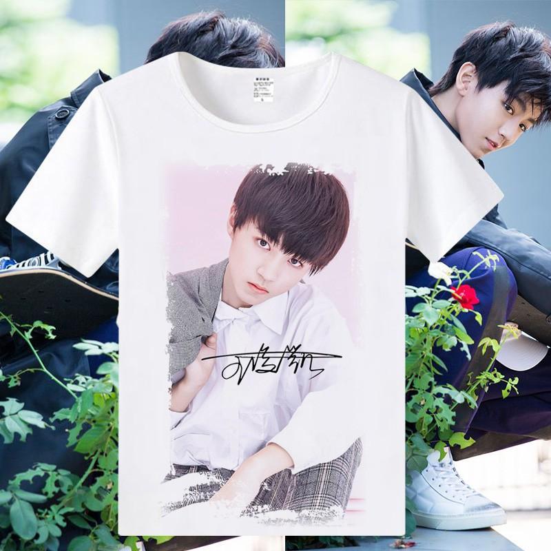 Áo thun nam nữ  tay ngắn in  hình  thần tượng Vương Tuấn Khải nhóm nhạc Tfboys theo yêu cầu mẫu HO1