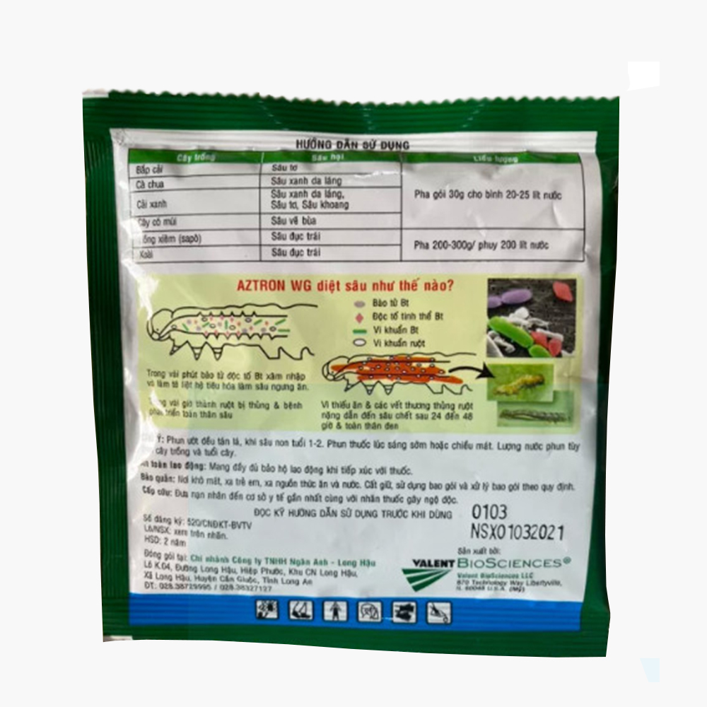 Trừ các loại sâu sinh học AzTron WG - Gói 50gram