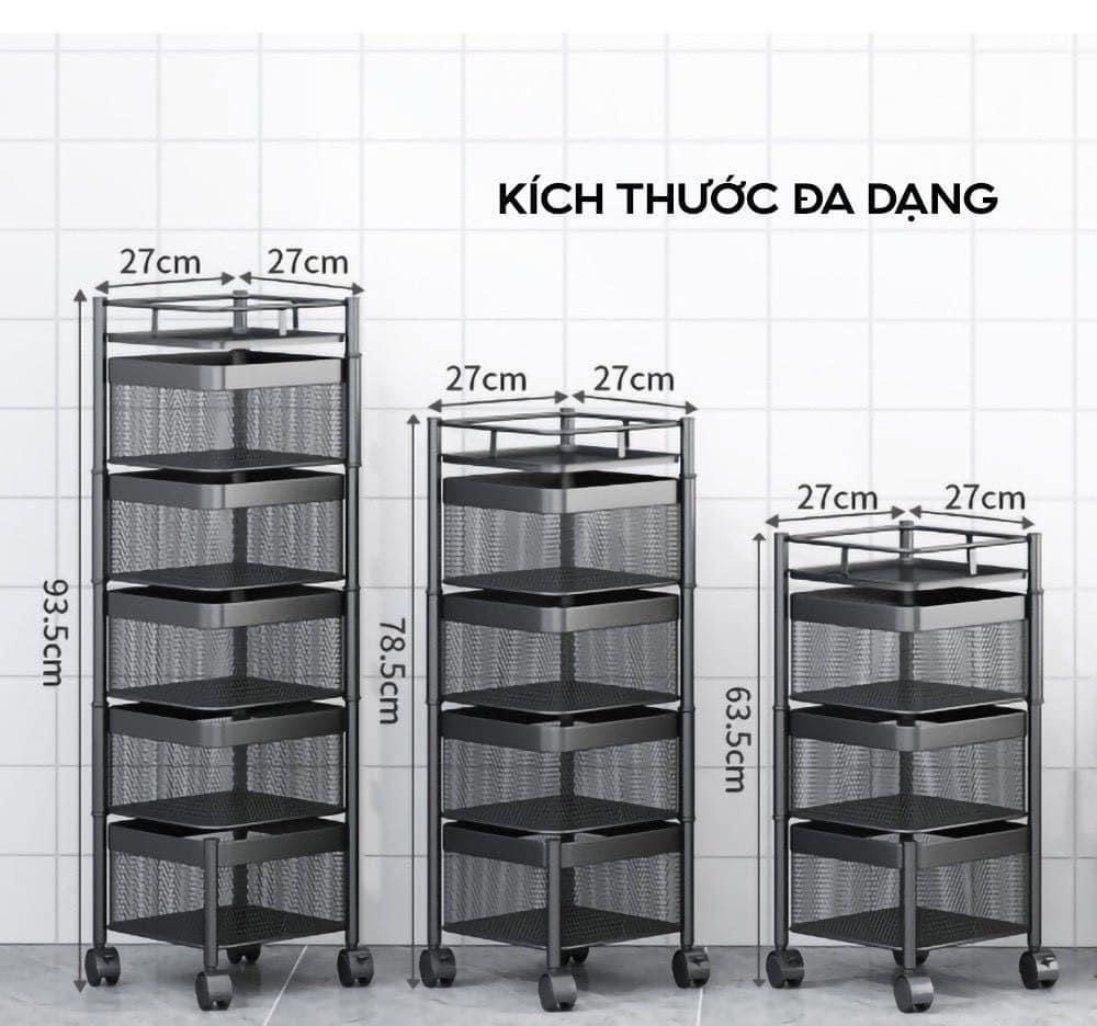 KỆ VUÔNG XOAY 360 ĐỘ, KỆ ĐA NĂNG, DỄ DI CHUYỂN - KỆ NHÀ BẾP - KỆ ĐỰNG HOA QUẢ TIỆN DỤNG