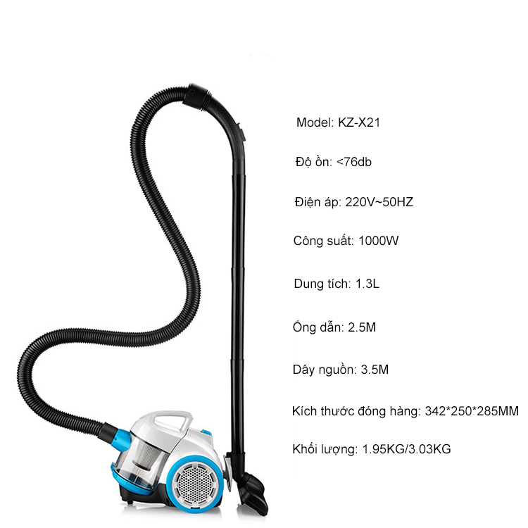 Máy hút bụi KONKA KZ-X21 - Máy Hút Bụi Gia Đình Công Suất Lớn 1000W - Hàng nhập khẩu