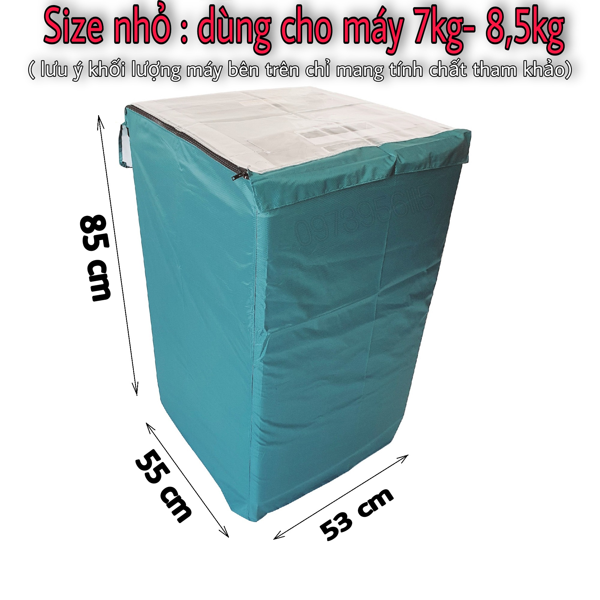 Vỏ bọc máy giặt cửa trên, áo trùm máy giặt lồng đứng chất liệu vải dù chống mưa nắng