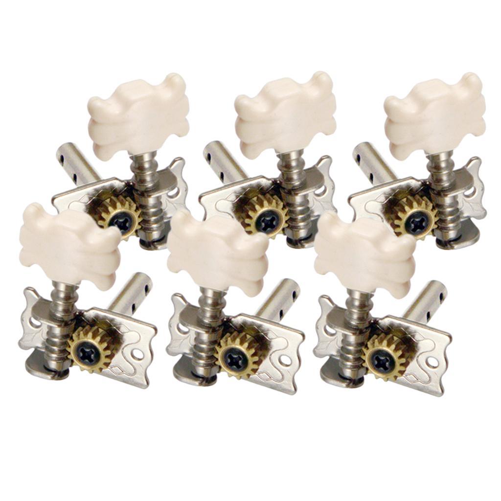 Set of 6 Classical Pegs Machine Heads with Cream Button
