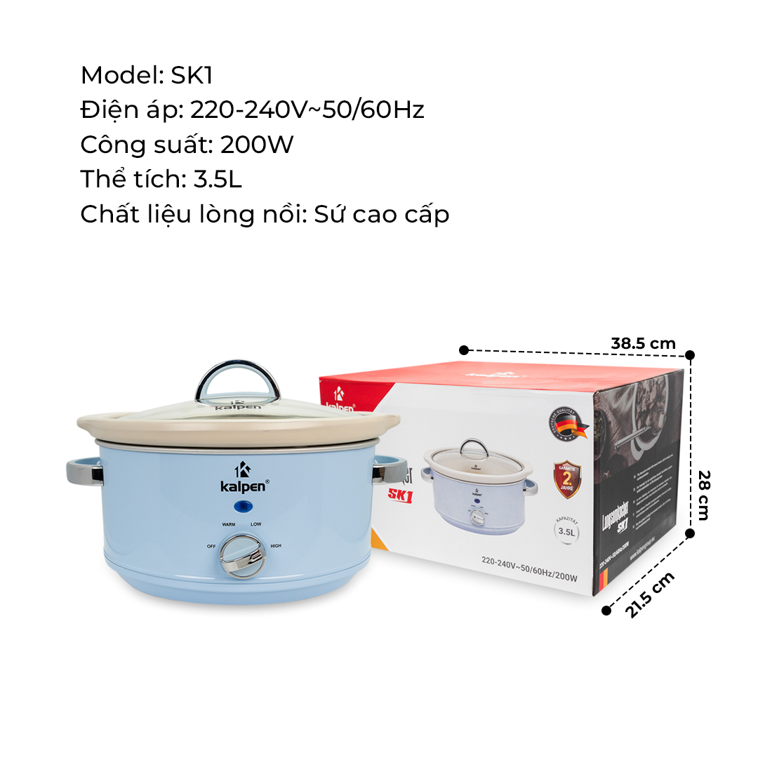 Nồi Nấu Chậm 3,5L Đa Năng SK1 Hàng Chính Hãng Kalpen Bảo Hành 2 Năm