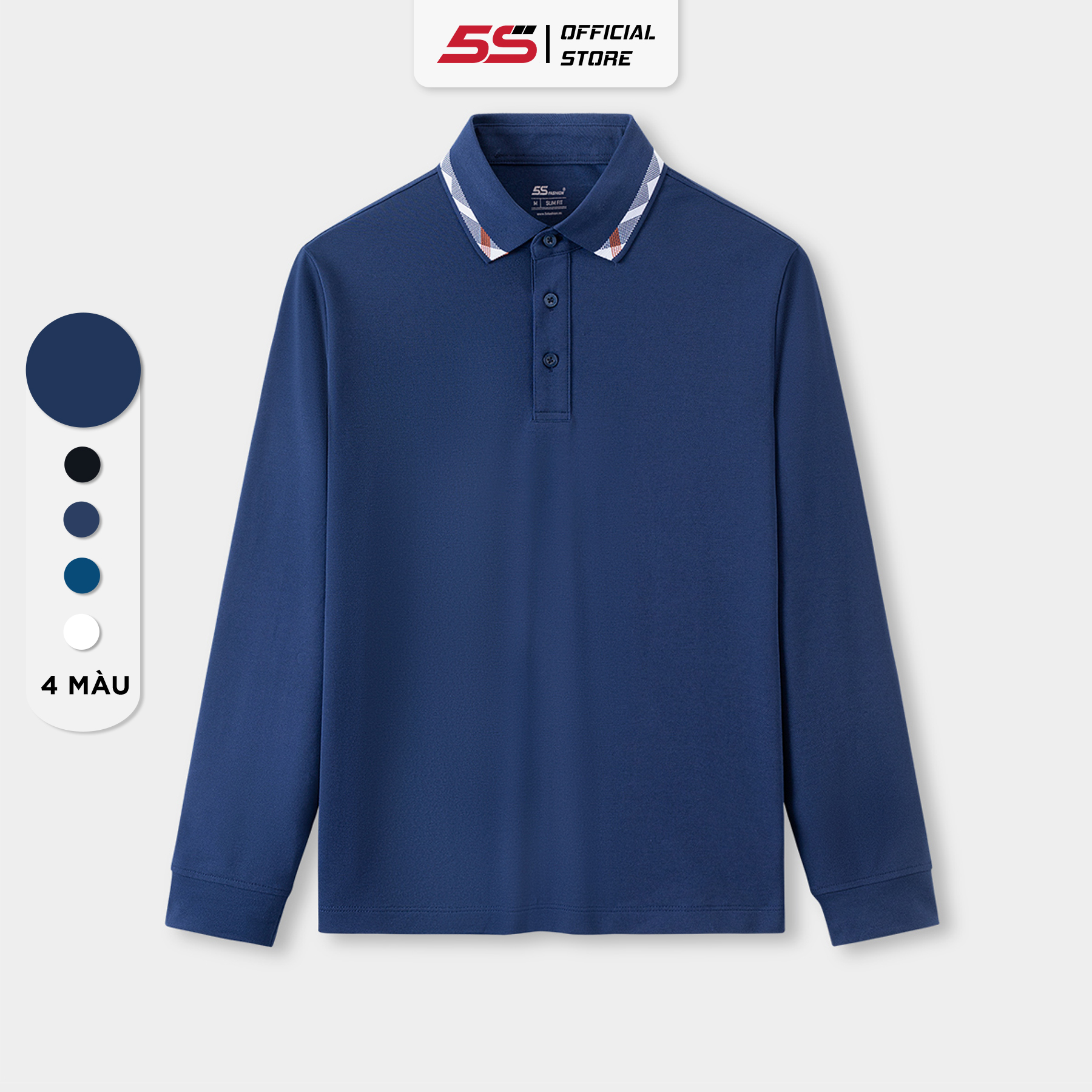 Áo Polo Nam Dài Tay Cổ Bẻ 5S FASHION, Chất Cotton Mềm, Thấm Hút, Ấm, Thiết Kế Trơn Dễ Mặc