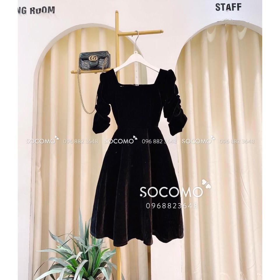 Đầm nhung cổ vuông cho nữ DN283