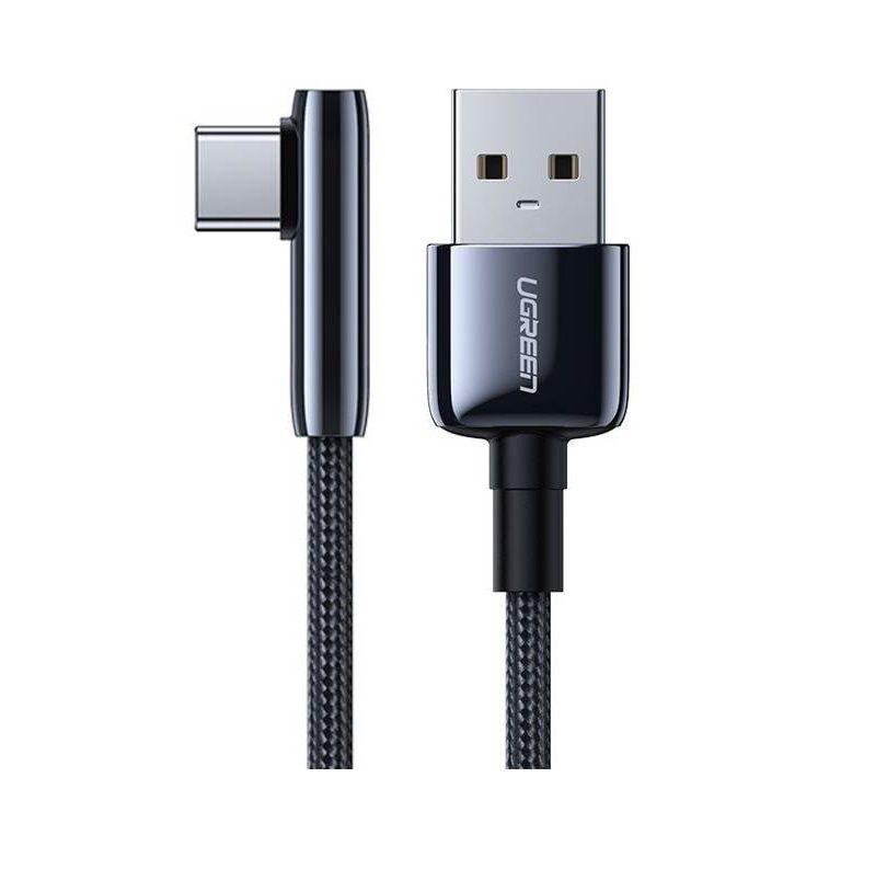 Ugreen UG70430US317TK 0.25M bẻ góc C 90 độ Cáp USB A sang Type-C 2.0 màu đen truyền dữ liệu từ máy tính ra điện thoại dài 25cm - HÀNG CHÍNH HÃNG