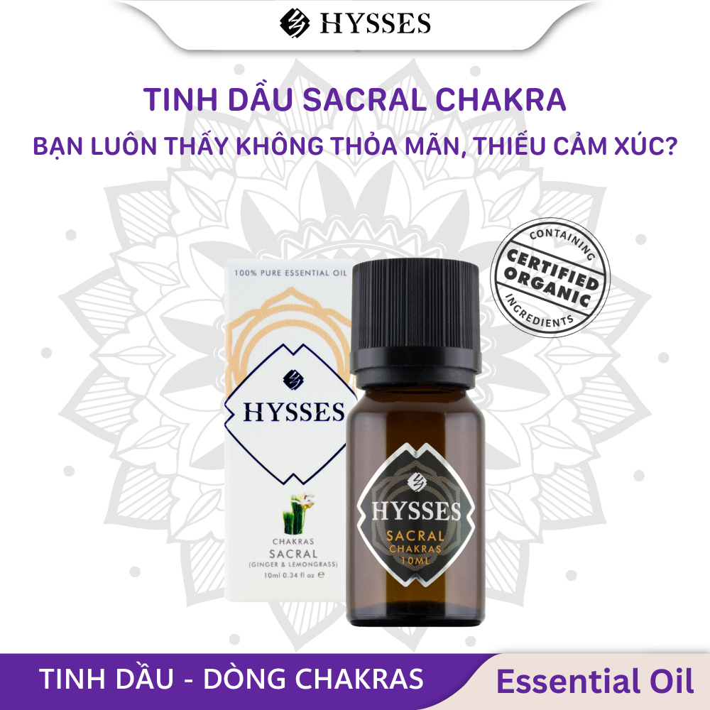 Tinh Dầu Cao Cấp Hysses Chakras Sacral Tăng Năng Lượng Luân Xa Hỗ Trợ Cải Thiện Luân Xa Sinh Lực Giúp Tăng Cảm Xúc Và Tinh Thần Với Gừng & Sả Chanh Hữu Cơ Tự Nhiên