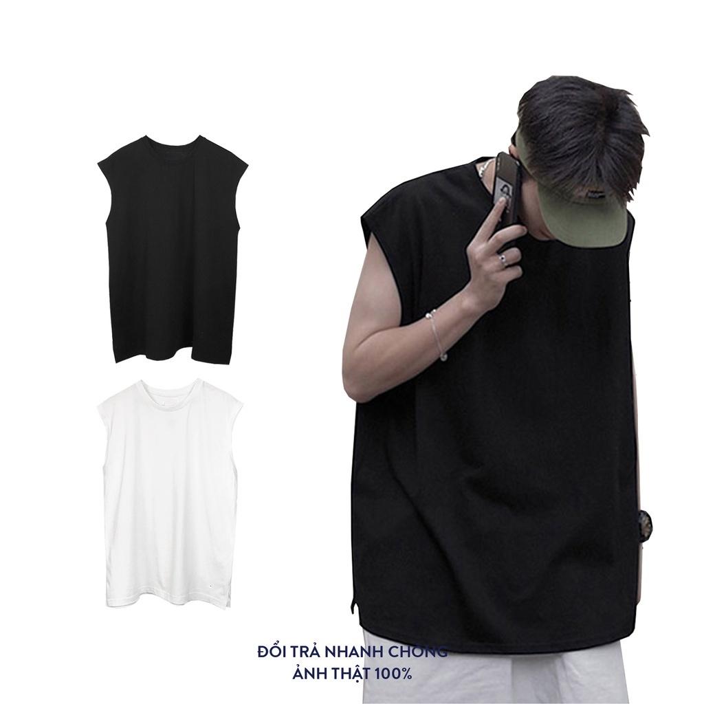 Áo tanktop oversize trơn phong cách trẻ trung - áo ba lỗ nam nữ unisex form rộng vải cotton