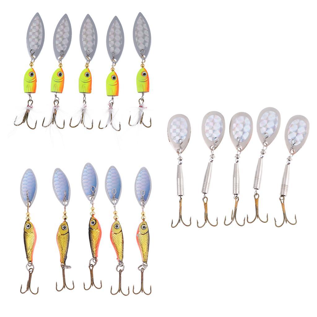 5pcs Fishing Lure Spinnerbait, Bass Trout Salmon Hard Metal Spinner Baits Kit